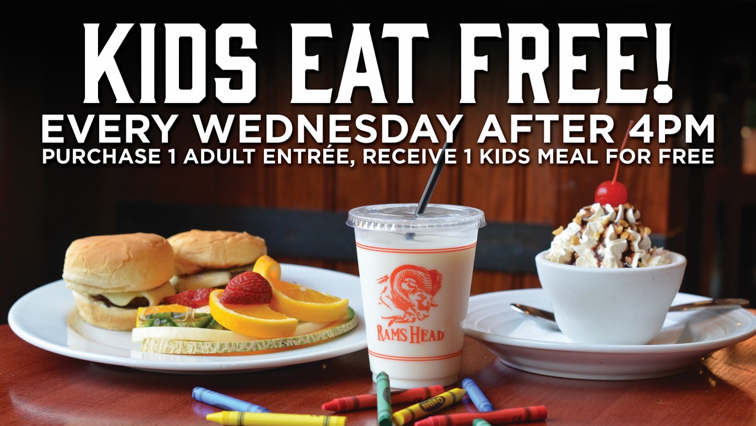 Kids Eat Free on Wednesdays at Rams Head Roadhouse